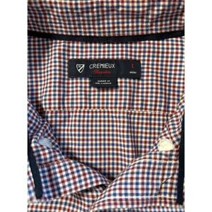 CREMIEUX Classics Mens Gingham Button Down Shirt Size L Red Blue Long Sleeve